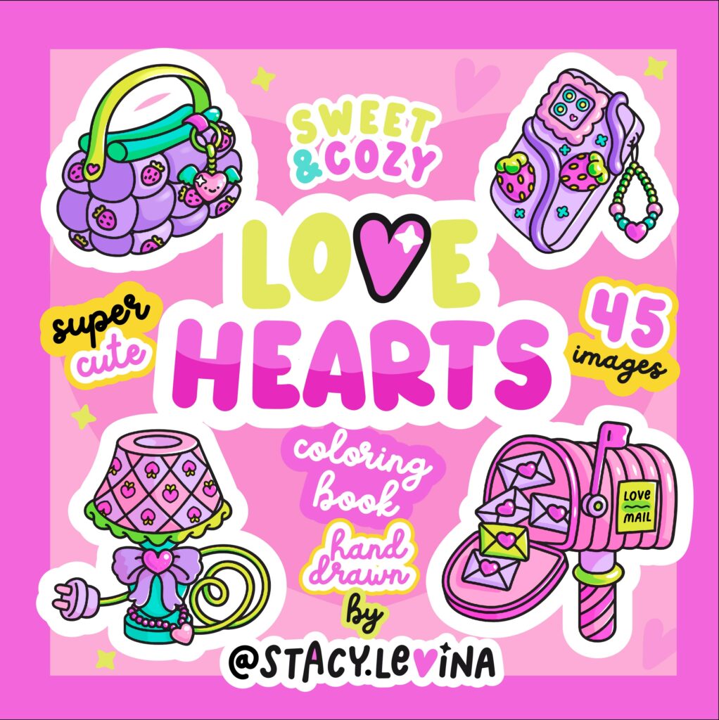 Sweet Love Hearts coloring Book cover